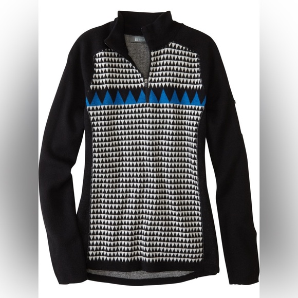 Title Nine Houndstooth Geo Super Power Quarter Zip Sweater - Picture 1 of 13